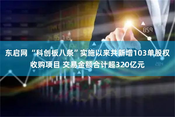 东启网 “科创板八条”实施以来共新增103单股权收购项目 交易金额合计超320亿元